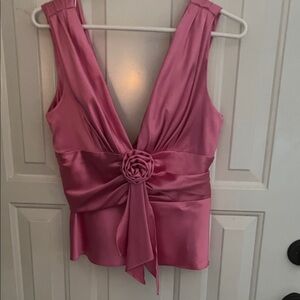 Cache Pink Satin Sleeveless Blouse
